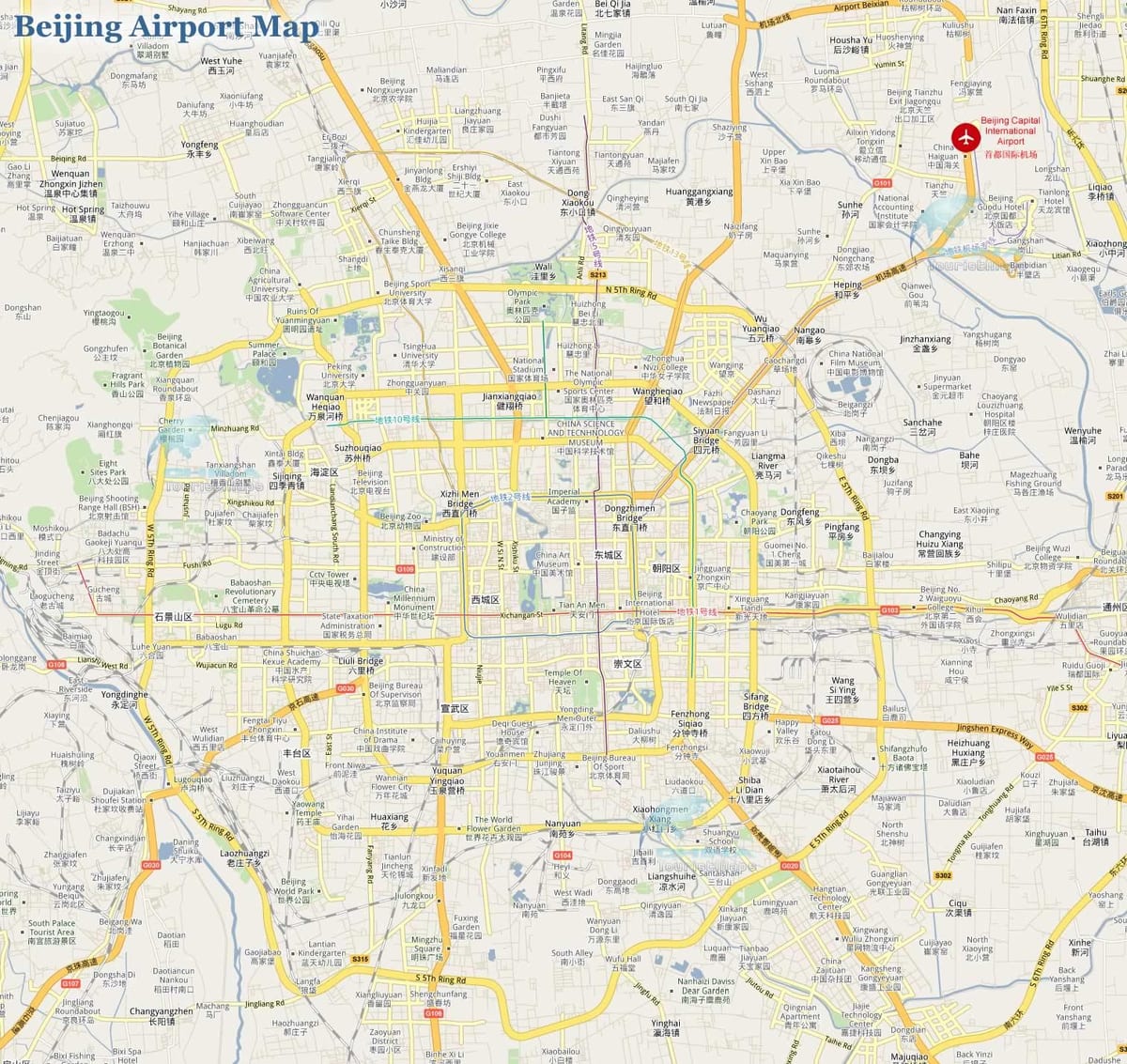 Beijing capital flugvöllur kort