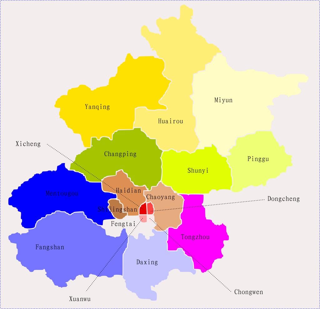 Peking Kína kort