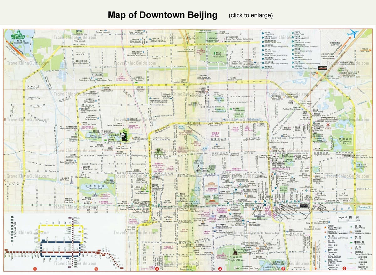 miðbær Beijing kort