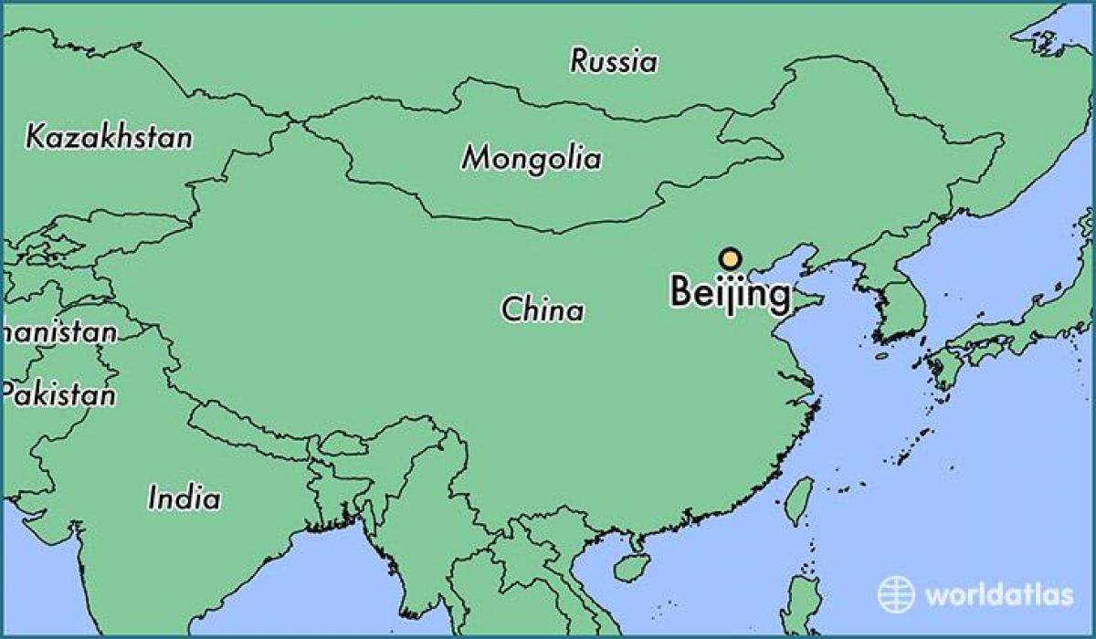 kort af Kína að sýna Beijing