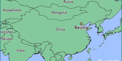 Kort af Beijing staðsetningu á world