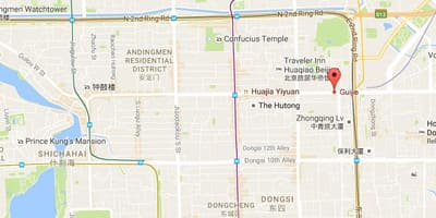 Kort af draugur götunni Beijing